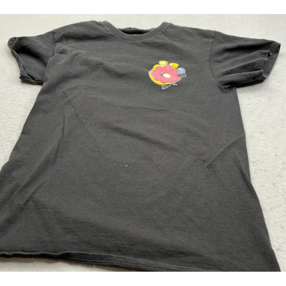 The Simpsons Homer‎ Simpson Donut Graphic T-Shirt Small Black Cotton Tee